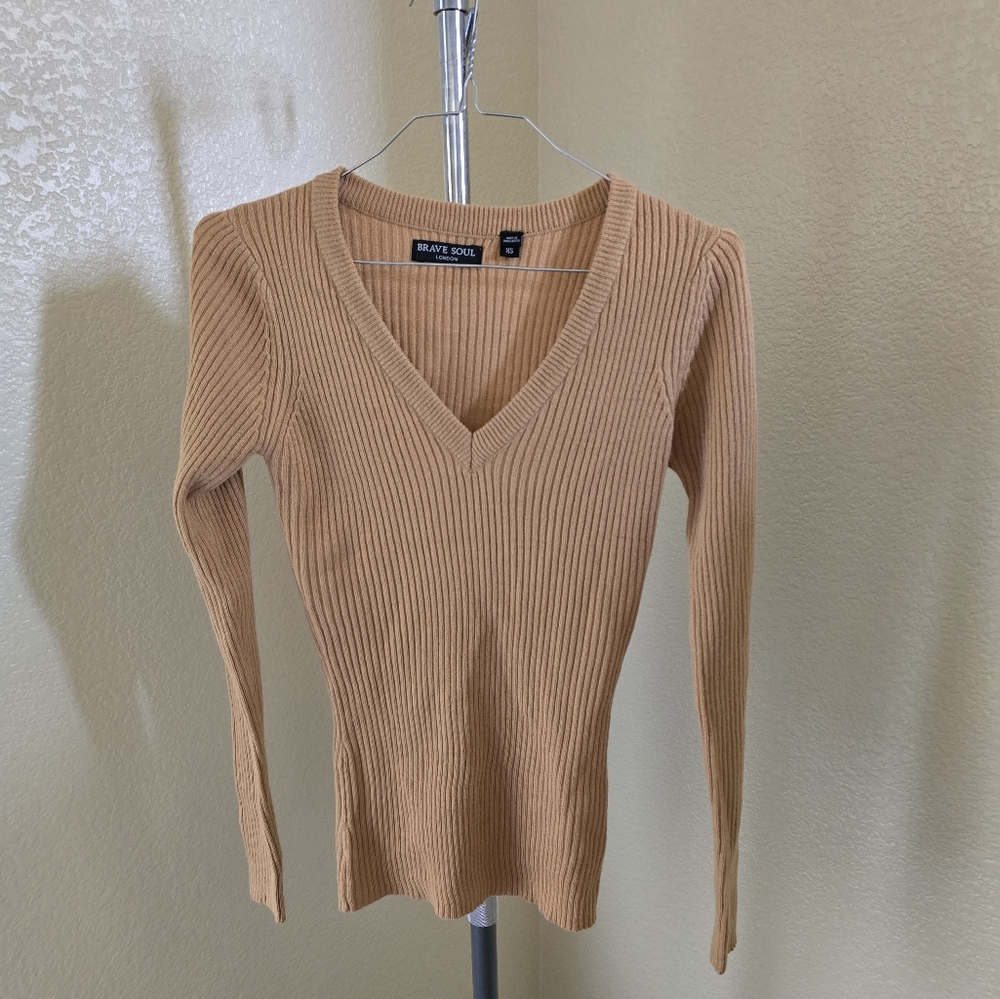 Brave Soul London Ribbed Knit Long Sleeve Top